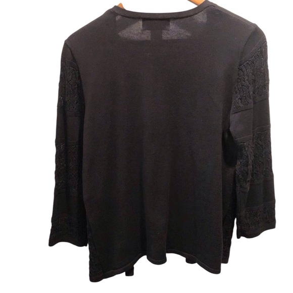 Alfred Dunner Medium Petite Twin Sweater Set Crochet and studded black white - Picture 2 of 5